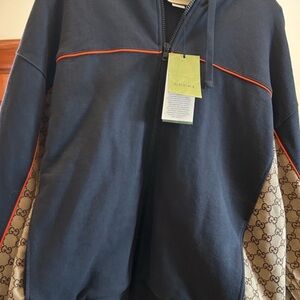 Men's Gucci cotton jersey Zip-Up . Signature GG SUPREME . Size Medium .
